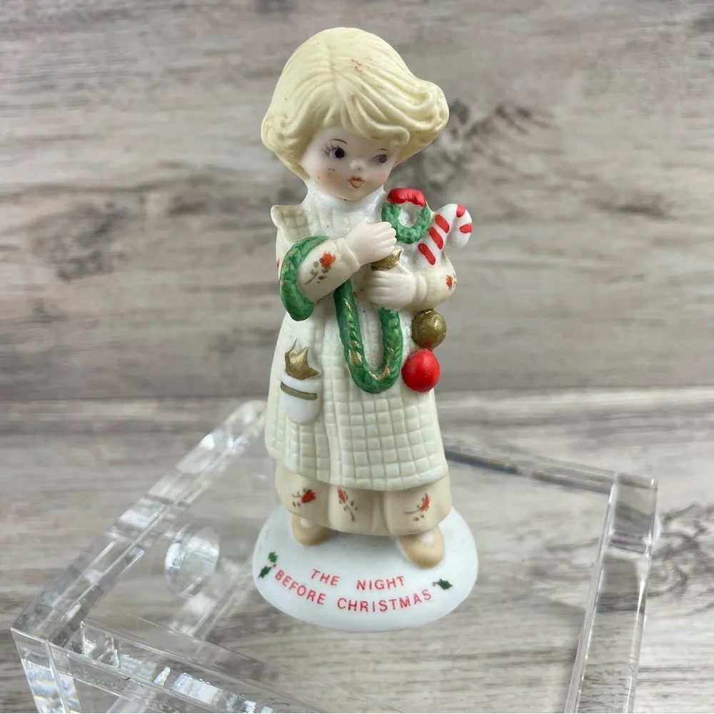 Vintage Enesco Night Before Christmas Girl E-2341 Porcelain